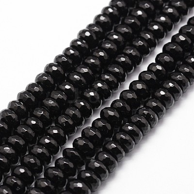 Natural Black Onyx Beads Strands G-P161-23-6x4mm-1