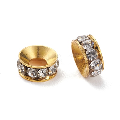 Brass Rhinestone Spacer Beads RSB093-1G-1