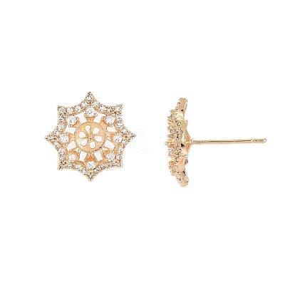 Brass Micro Pave Clear Cubic Zirconia Stud Earring Findings KK-S364-131-1