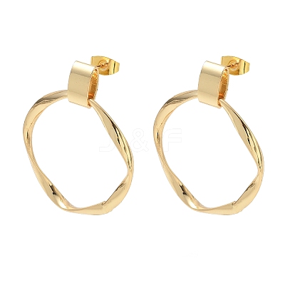 Brass Stud Dangle Earrings for Women KK-CBA4112-02G-1
