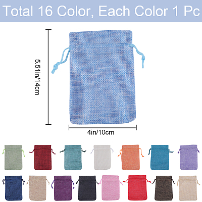 Rectangle Polyester Imitation Burlap Packing Pouches Drawstring Bags ABAG-BBC0001-05B-1