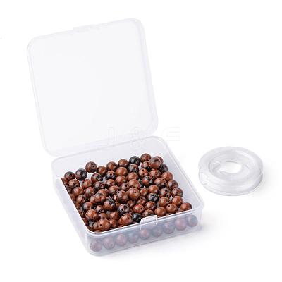 100Pcs 8mm Natural Mahogany Obsidian Round Beads DIY-LS0002-03-1