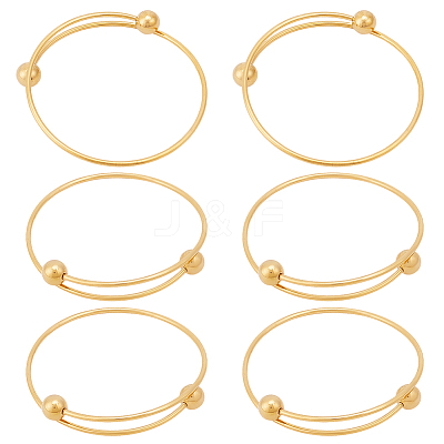 6Pcs Adjustable 304 Stainless Steel Wire Cuff Bangle Making MAK-BBC0001-24A-G-1