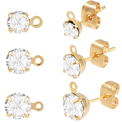 Brass Rhinestone Stud Earring Findings KK-BBC0021-13G-1