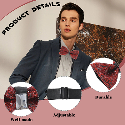 1Pc Polyester with Rhinestone Bow Ties for Bridegroom AJEW-SP0003-32C-1