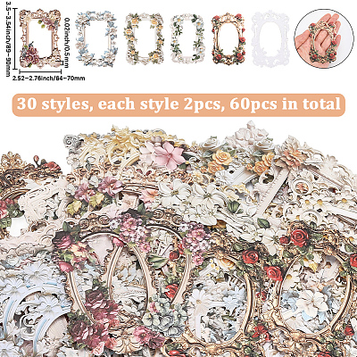 6 Sets 6 Colors Paper Self-Adhesive Lace Stickers DIY-SP0004-94-1