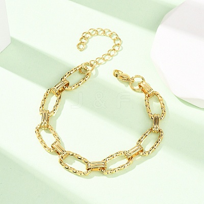 304 Stainless Steel Twisted Oval Link Chain Bracelets for Women BJEW-F536-05G-1