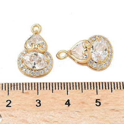Brass Micro Pave Clear Cubic Zirconia Pendants KK-S531-26G-1