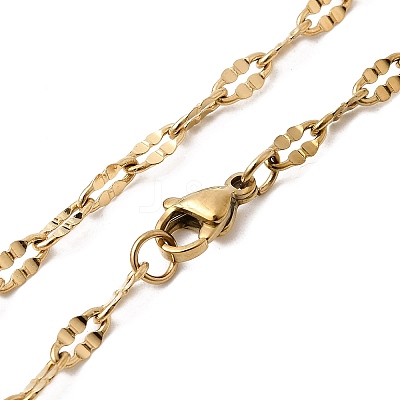 304 Stainless Steel Dapped Cable Chain Necklaces STAS-O053-28G-1
