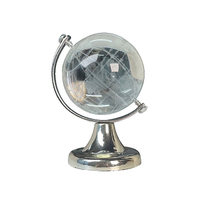 Featuring Brass and Glass Rotating Globe with Acid Etched Map PW-WGAE513-01-1