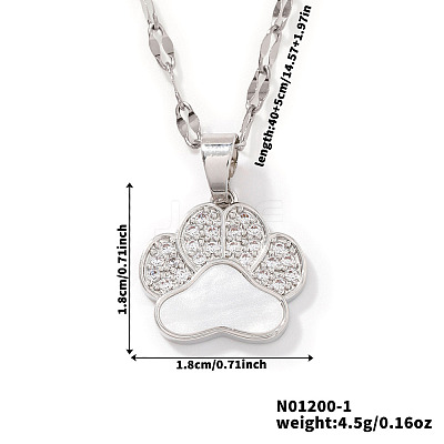 Fashionable Brass Micro Pave Clear Cubic Zirconia Bear Paw Print Pendant Necklaces for Women DN9774-1-1