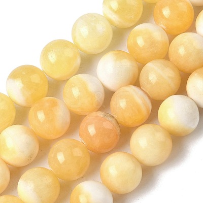Natural Yellow Jade Beads Strands G-F818-A03-14mm-1