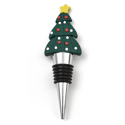 Christmas Theme Aluminium Alloy & PVC Wine Bottle Stoppers FIND-Q091-01C-1