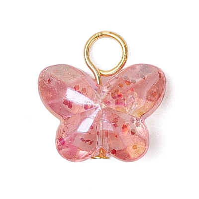 Transparent Acrylic Beads with Iron Flat Head Pins Pendants PALLOY-JF03597-1