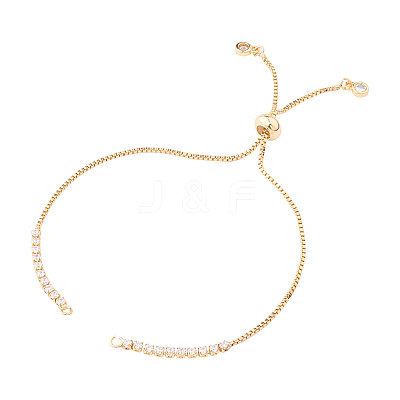 Adjustable Brass Micro Pave Cubic Zirconia Chain Bracelet Making ZIRC-CJ0001-01G-1