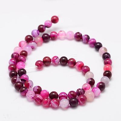Natural Striped Agate/Banded Agate Bead Strands X-G-K155-A-6mm-02-1