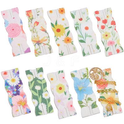 10Pcs 10 Styles Flower Printed Felt Necklace Display Cards DIY-SC0033-86A-1
