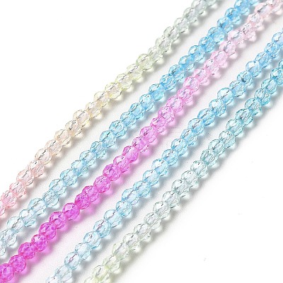 Transparent Gradient Color Glass Beads Strands GLAA-H021-01A-19-1