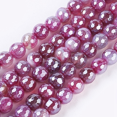 Natural Dyed & Heated Striped Agate/Banded Agate Beads Strands G-E537-01B-01-1