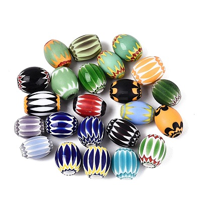 Handmade Millefiori Glass Barrel Beads LA-N002-19-1