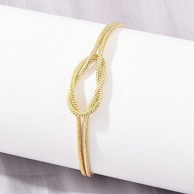 Brass Round Snake Chain Knot 2-Strand Bracelets for Women KK-CBA68DA-17C-G-1