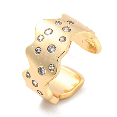 Real 14K Gold Plated Brass with Cubic Zirconia Cuff Earrings EJEW-M232-01G-G-1