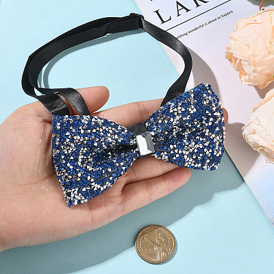 1Pc Polyester with Rhinestone Bow Ties for Bridegroom AJEW-SP0003-32D-1