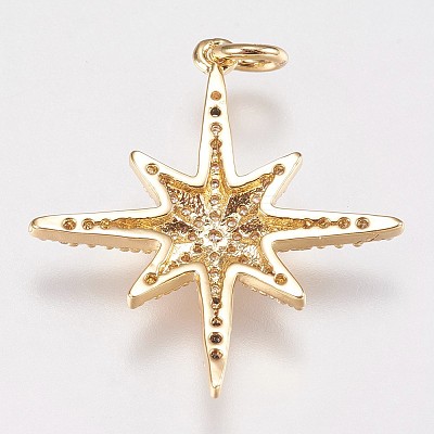 Brass Micro Pave Cubic Zirconia Pendants X-ZIRC-E145-52G-1
