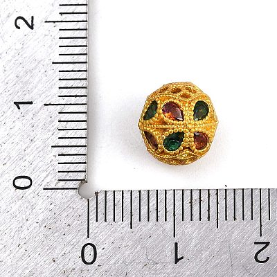 Hollow Rack Plating Brass Colorful Cubic Zirconia Beads KK-L236-14G-1
