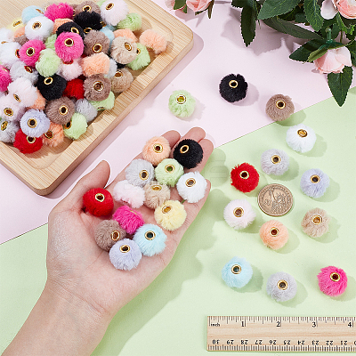 Brass & Imitation Rabbit Hair Beads FIND-WH0126-679-1