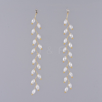 Electroplate Glass Beads Dangle Stud Earrings EJEW-JE03820-1