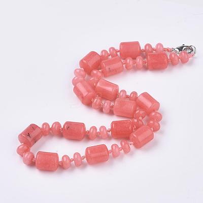 Natural Rhodochrosite Beaded Necklaces NJEW-S392-27-1