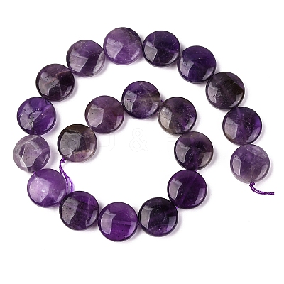 Natural Amethyst Flat Round Bead Strands G-L246-23-1