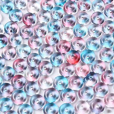 Spray Painted Transparent Glass Seed Beads SEED-T007-05F-1