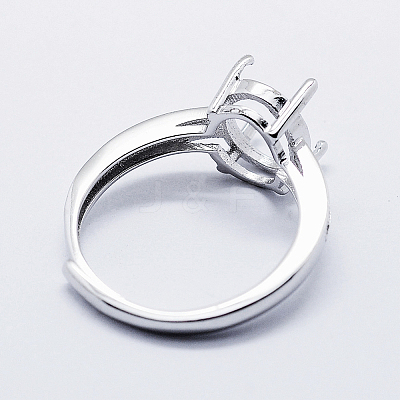 Anti-Tarnish Rhodium Plated 925 Sterling Silver Finger Ring Components STER-G027-18P-1