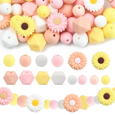 40Pcs Silicone Beads SIL-YW0001-66-1