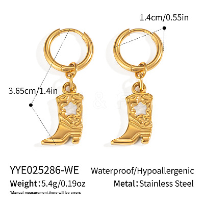 304 Stainless Steel Shoes with Star Hoop Earrings KC5078-4-1