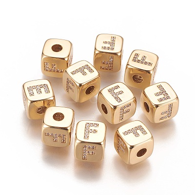 Brass Micro Pave Cubic Zirconia Beads KK-K238-16G-F-1