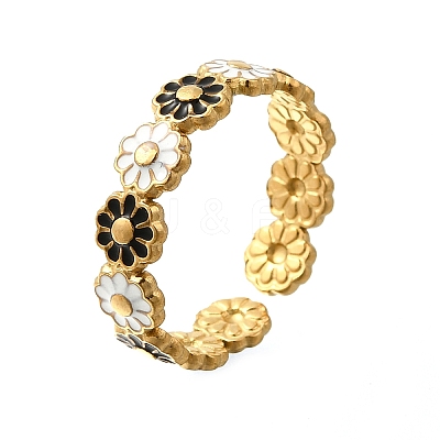 304 Stainless Steel Enamel Open Cuff Rings LS-RJEW-M072-01G-01-1