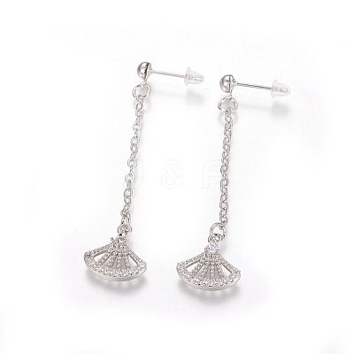 Brass Cubic Zirconia Stud Earrings EJEW-J097-F01-P-1