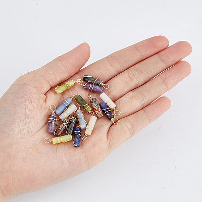 18Pcs 9 Styles Natural Gemstone Pendants FIND-FH0006-44-1