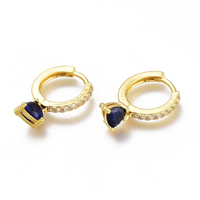 Brass Micro Pave Cubic Zirconia Huggie Hoop Earrings ZIRC-H102-14B-G-1
