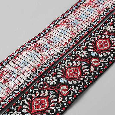 Ethnic Style Floral Pattern Embroidery Polyester Ribbons OCOR-XCP0003-16E-1