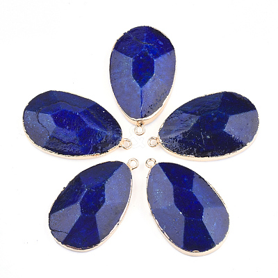 Electroplate Natural Lapis Lazuli Pendants G-S344-17A-1