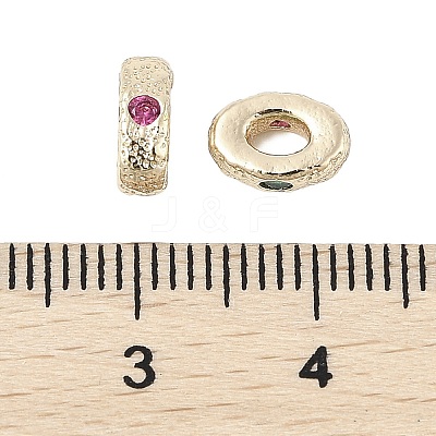 Brass Micro Pave Cubic Zirconia Beads KK-K297-46KCG-1