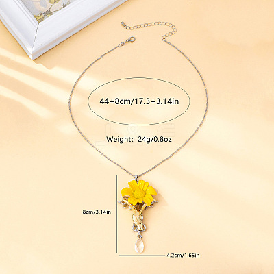 Alloy Enamel Cross Flower Pendant Necklaces for Women WGCE41D-01-1