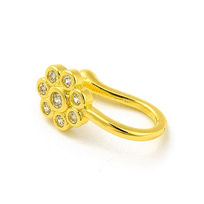 Clear Cubic Zirconia Flower Clip on Nose Rings LS-AJEW-F059-10G-1