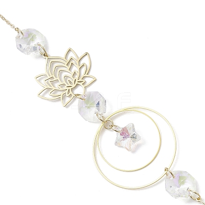 Glass Teardrop Hanging Suncatchers HJEW-JM04250-1