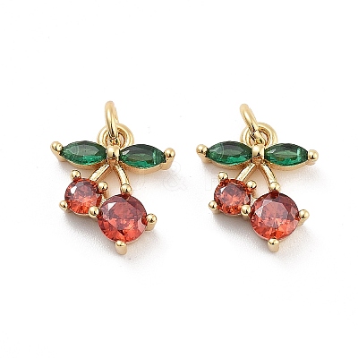 Cherry Rack Plating Brass Micro Pave Cubic Zirconia Charms KK-G512-24G-1