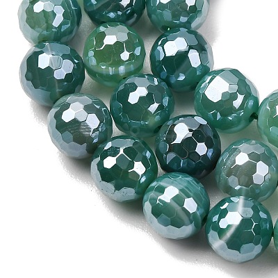 Electroplated Natural Agate Beads Strands G-B191-A07-10mm-09-1